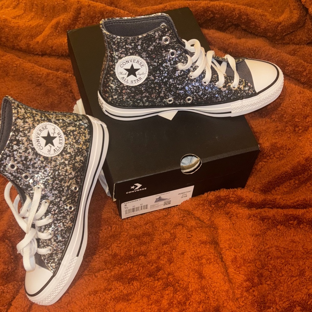 Converse Kids Sparkle High-Tops - Black and White